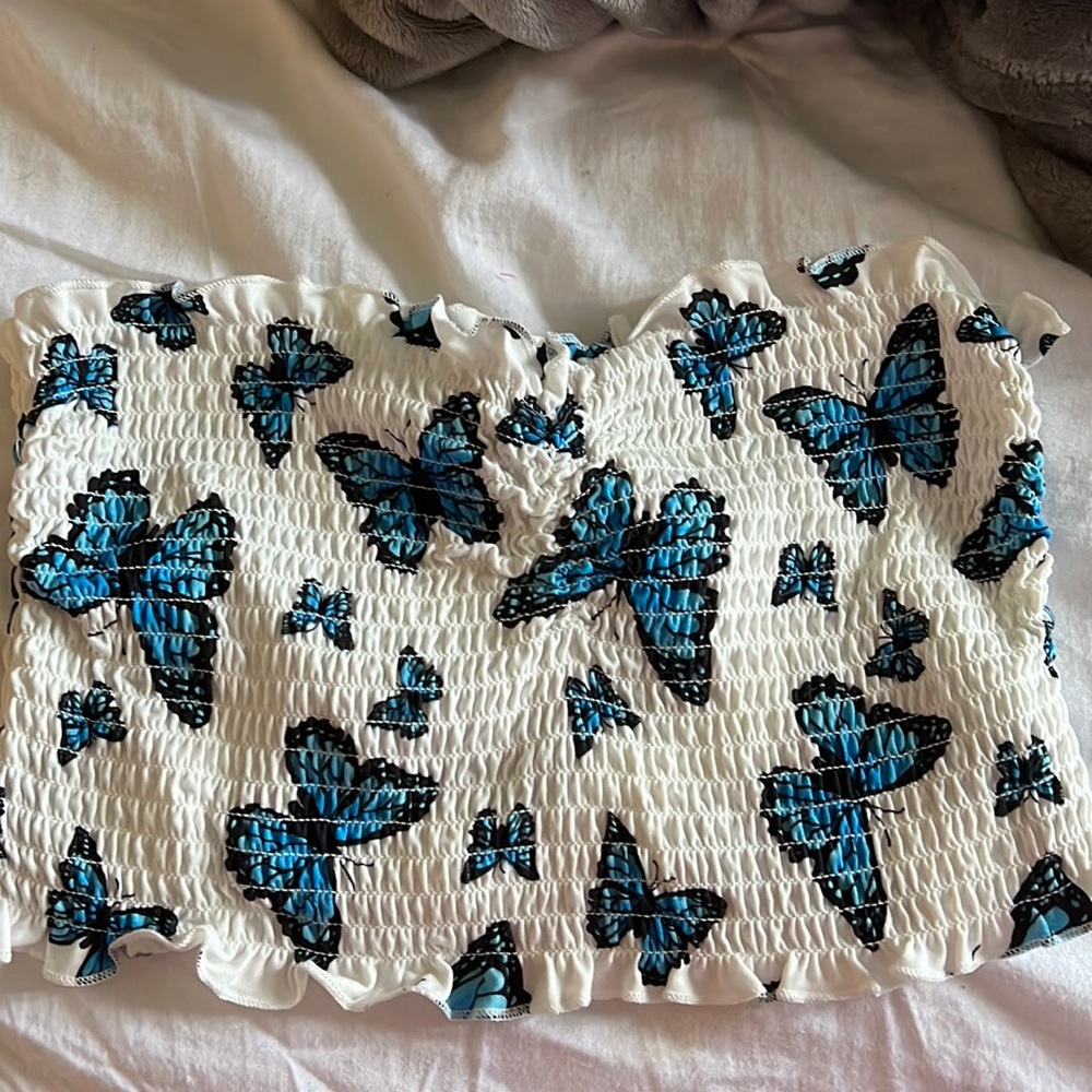 Butterfly crop top strapless